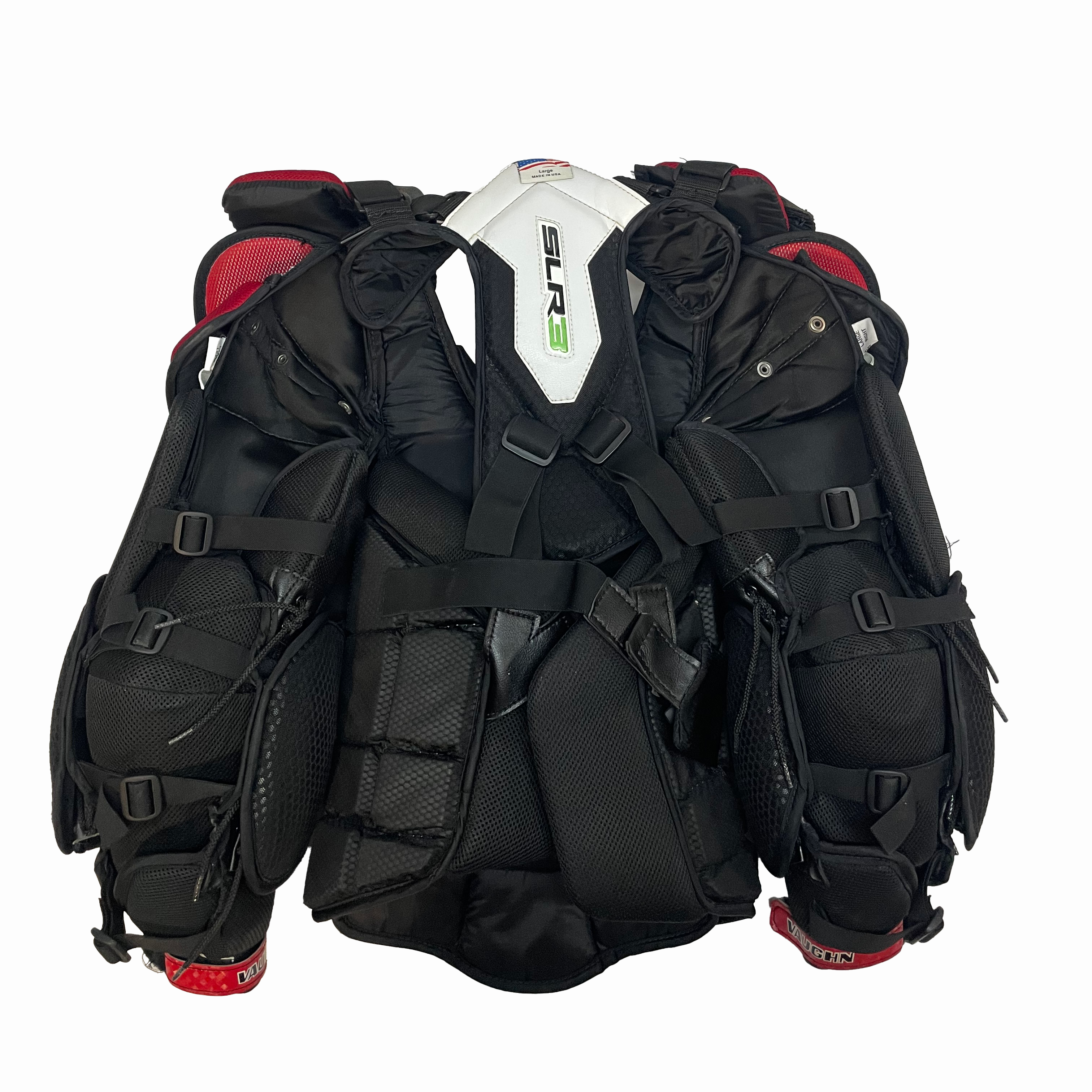 Vaughn SLR3 Pro Carbon - Plastron de gardien de but Pro Stock d'occasion (gris/noir/rouge)